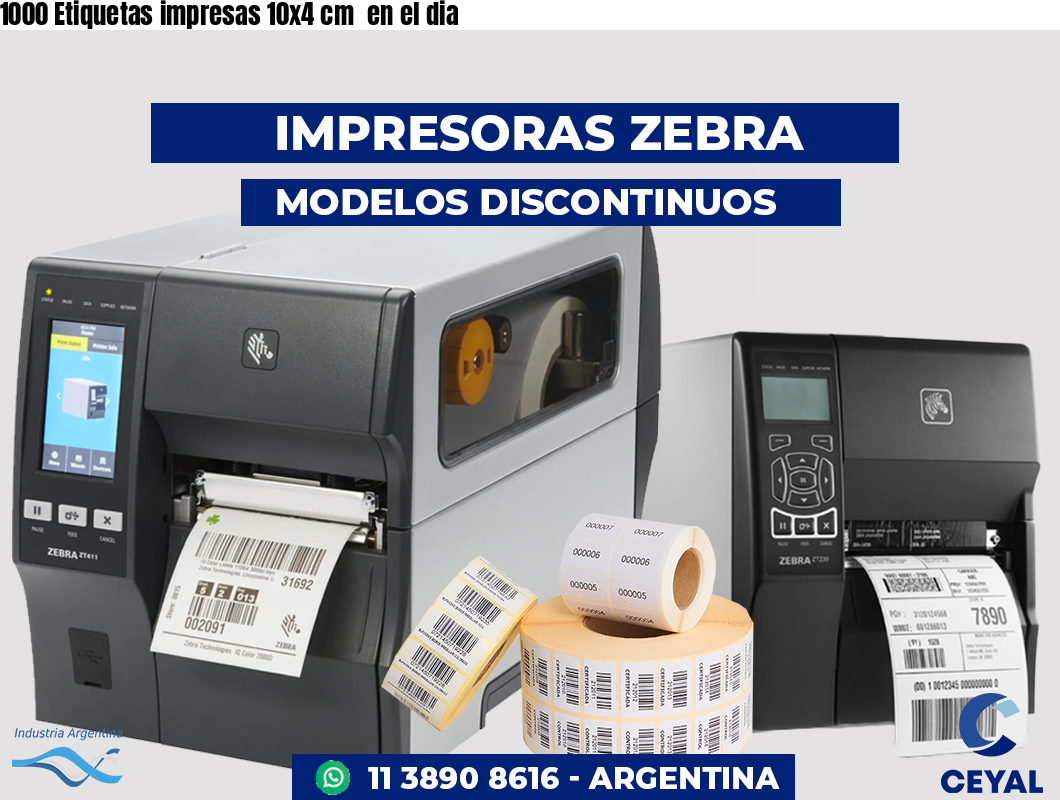 1000 Etiquetas impresas 10x4 cm  en el dia