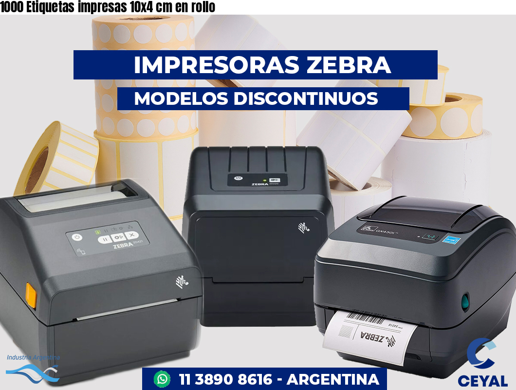 1000 Etiquetas impresas 10x4 cm en rollo