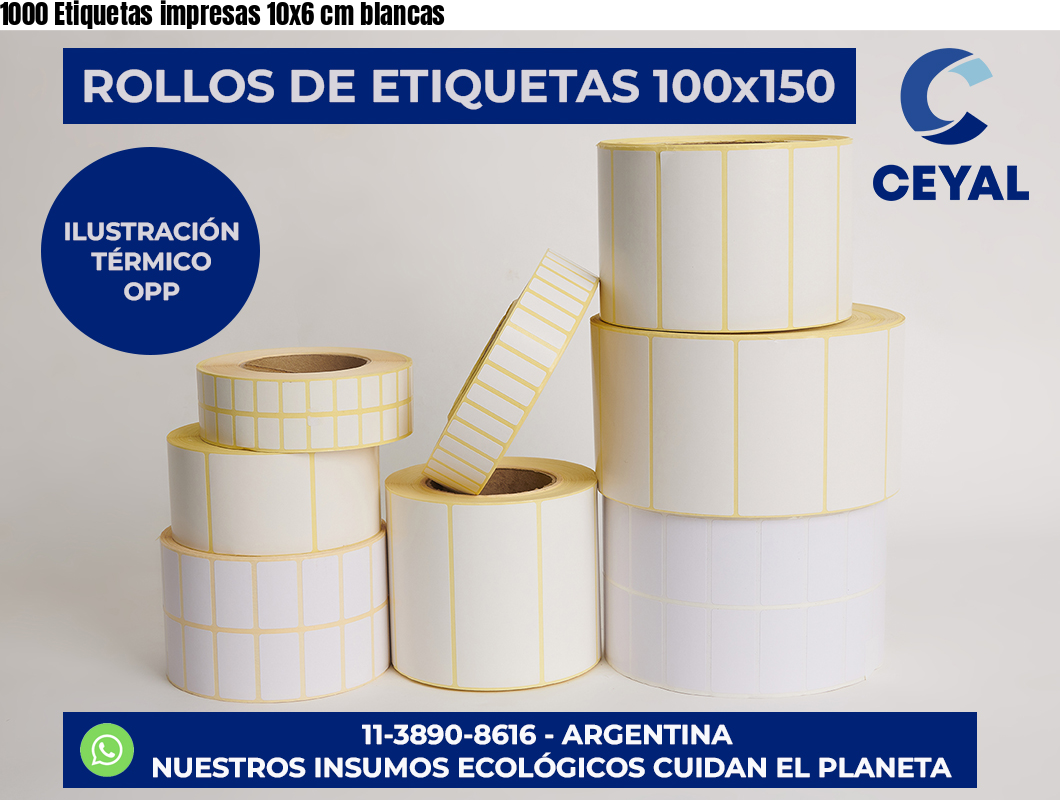 1000 Etiquetas impresas 10×6 cm blancas