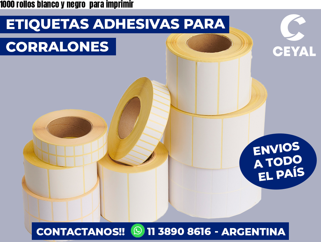 1000 rollos blanco y negro  para imprimir
