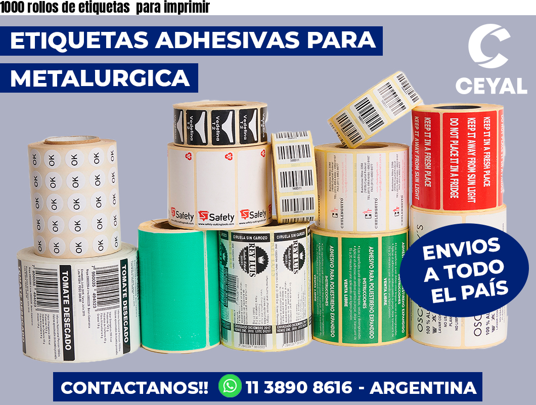 1000 rollos de etiquetas  para imprimir