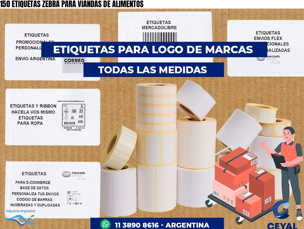 150 ETIQUETAS ZEBRA PARA VIANDAS DE ALIMENTOS