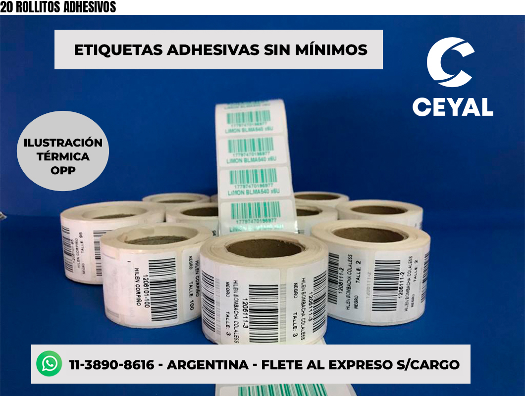 20 ROLLITOS ADHESIVOS