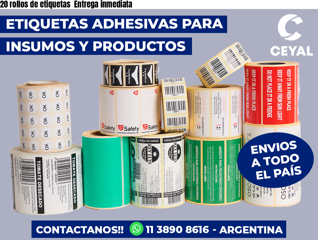 20 rollos de etiquetas  Entrega inmediata