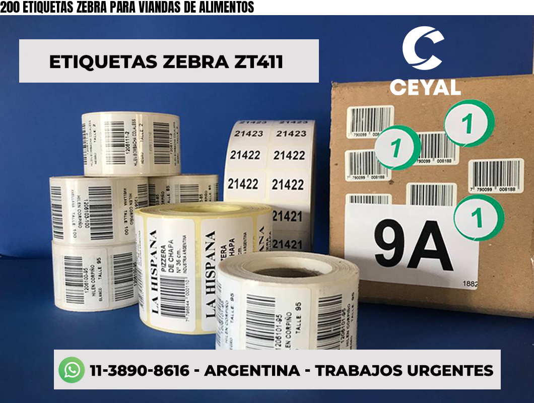 200 ETIQUETAS ZEBRA PARA VIANDAS DE ALIMENTOS