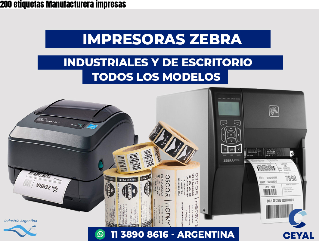 200 etiquetas Manufacturera impresas