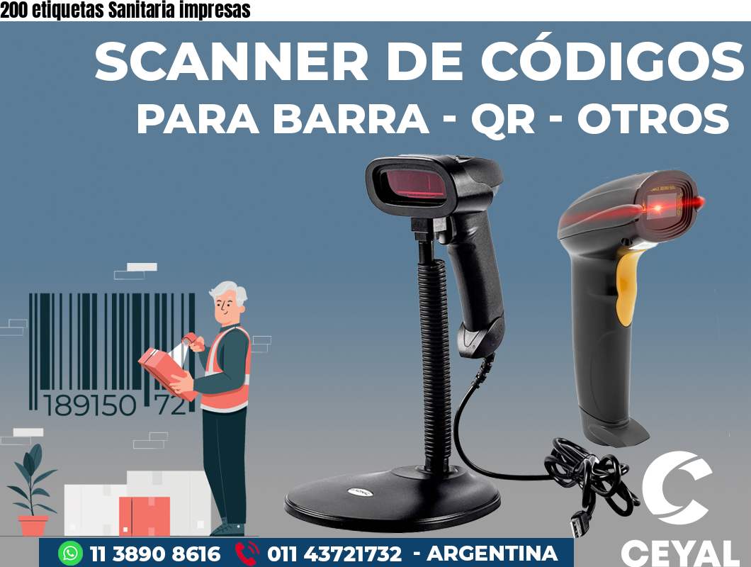 200 etiquetas Sanitaria impresas