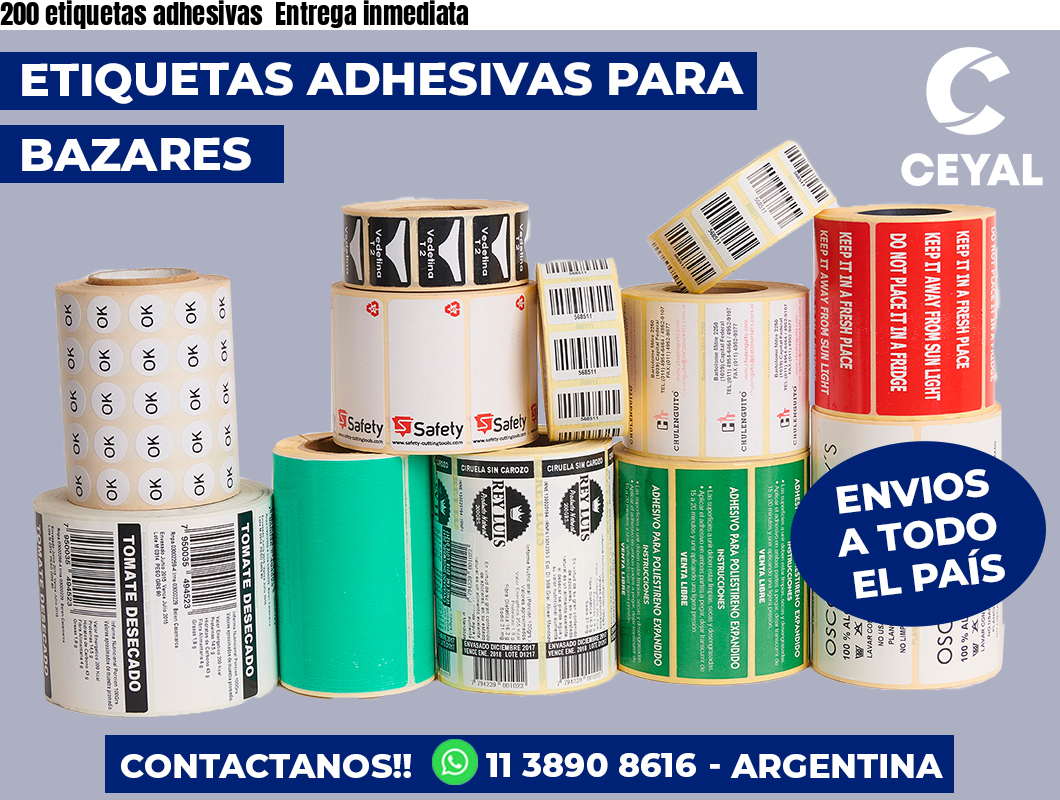 200 etiquetas adhesivas  Entrega inmediata