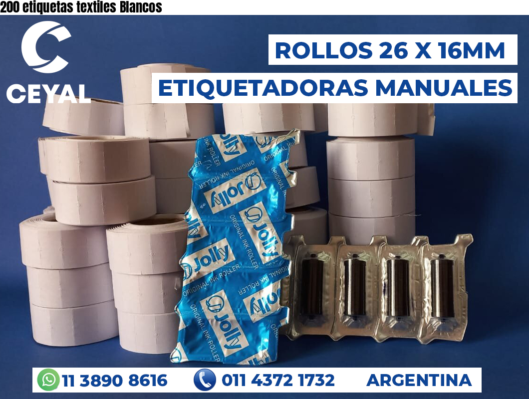 200 etiquetas textiles Blancos