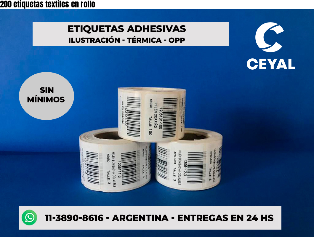 200 etiquetas textiles en rollo