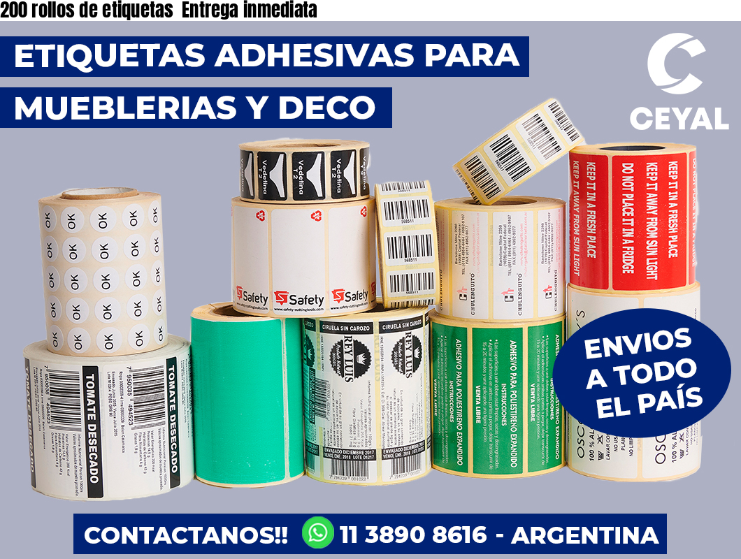 200 rollos de etiquetas  Entrega inmediata