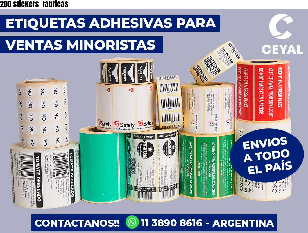 200 stickers  fabricas