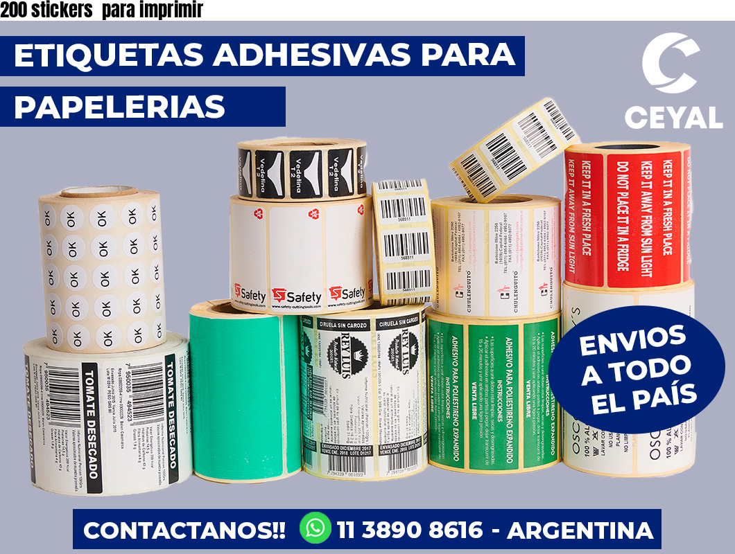 200 stickers  para imprimir