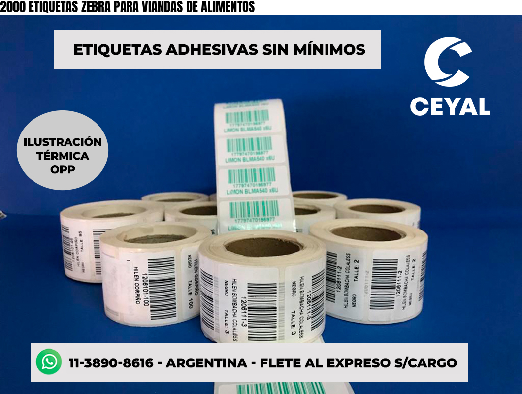 2000 ETIQUETAS ZEBRA PARA VIANDAS DE ALIMENTOS