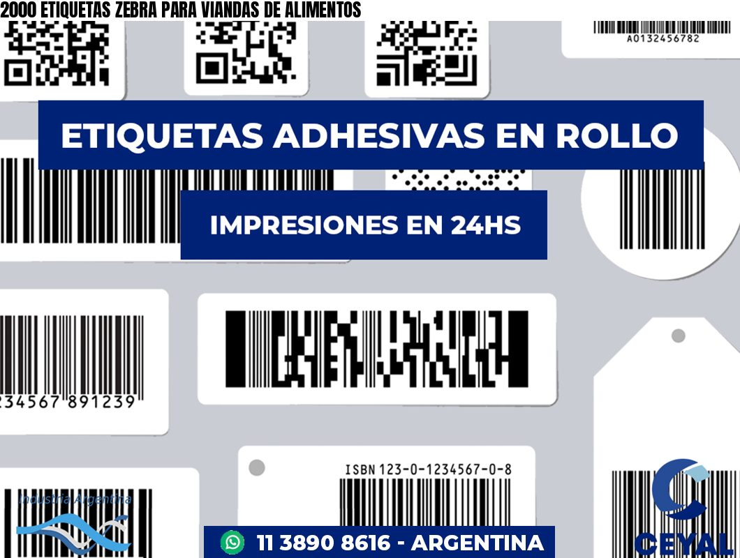 2000 ETIQUETAS ZEBRA PARA VIANDAS DE ALIMENTOS