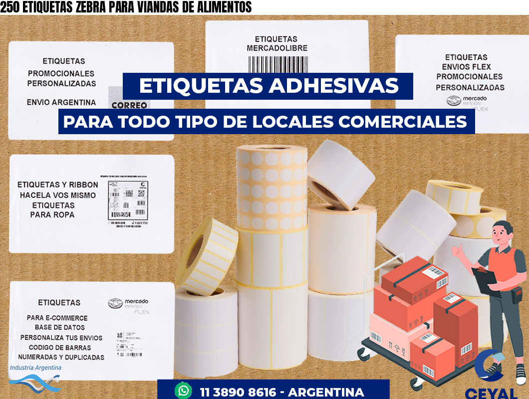 250 ETIQUETAS ZEBRA PARA VIANDAS DE ALIMENTOS