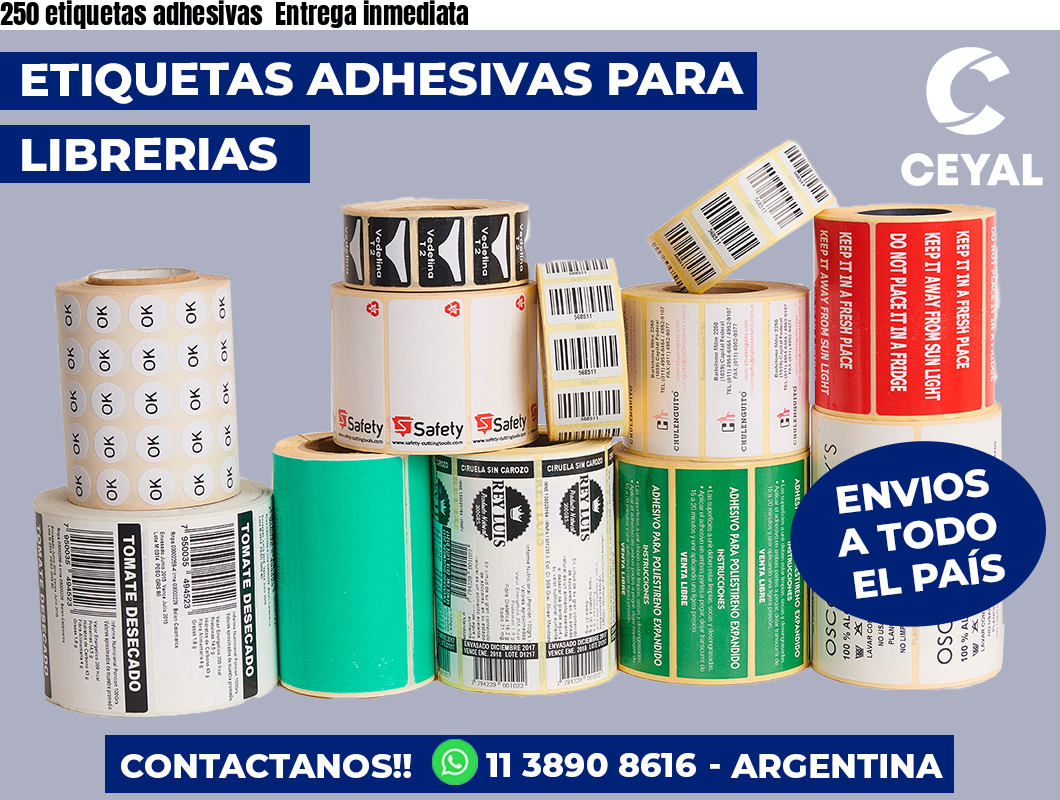 250 etiquetas adhesivas  Entrega inmediata