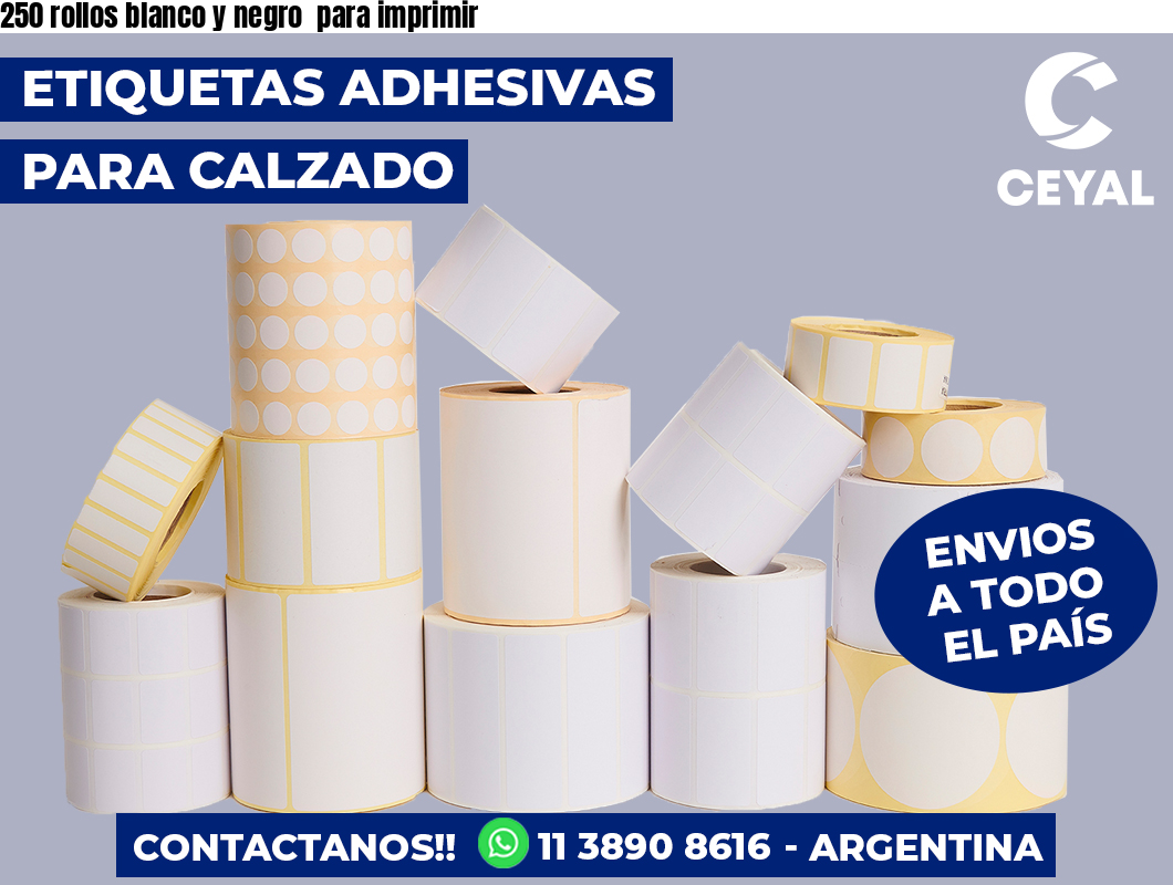 250 rollos blanco y negro  para imprimir