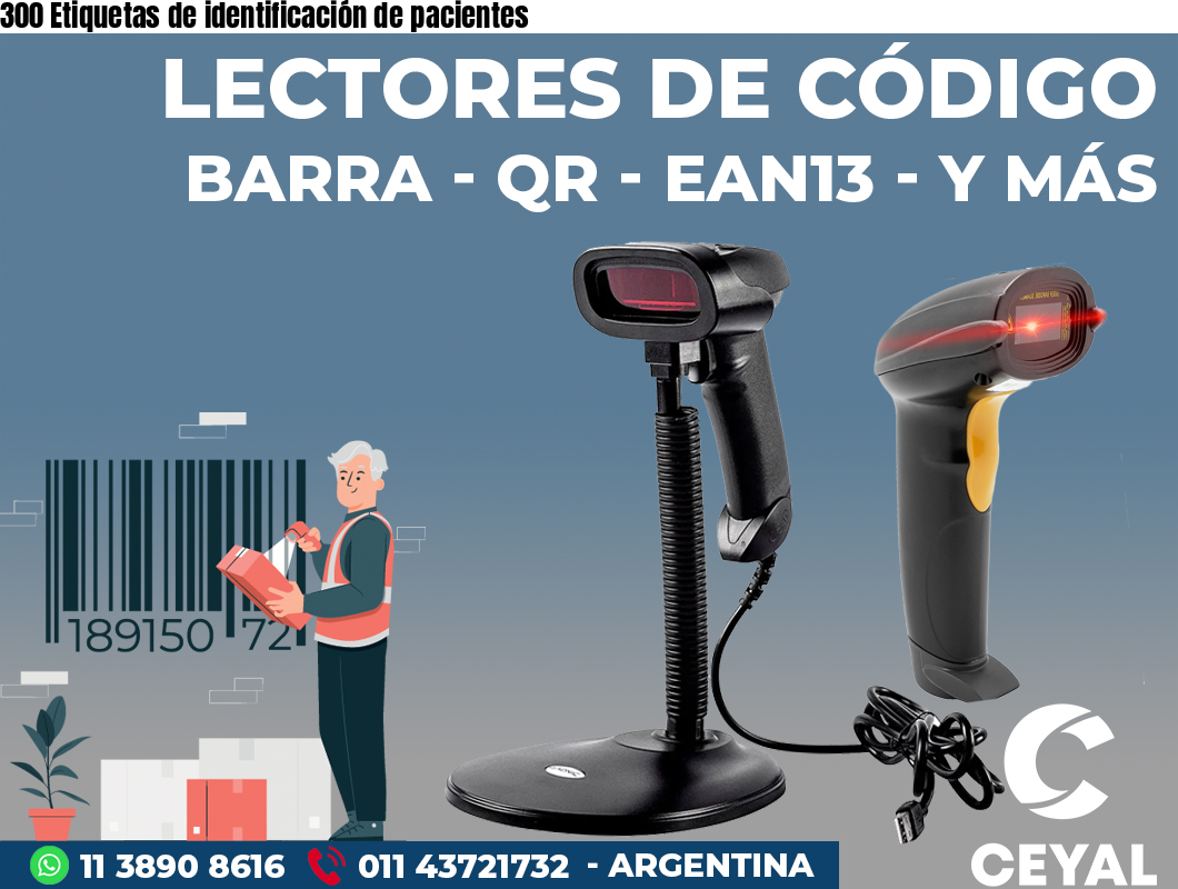 300 Etiquetas de identificación de pacientes