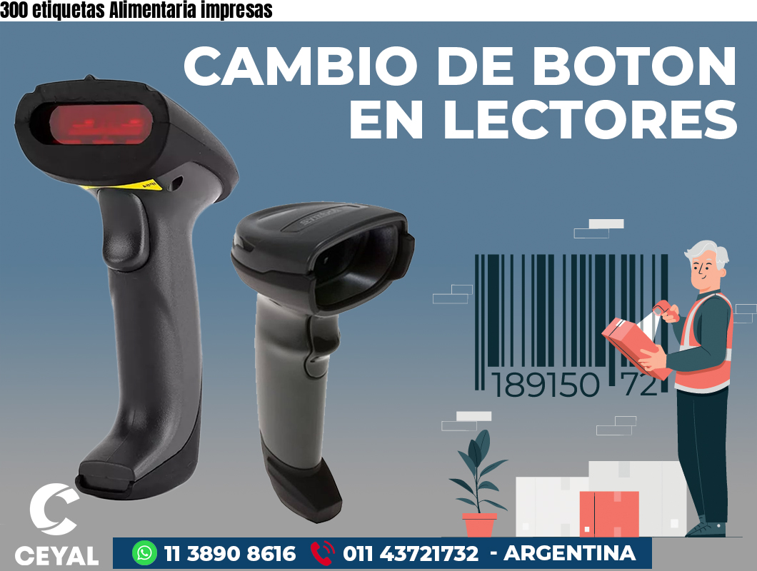 300 etiquetas Alimentaria impresas