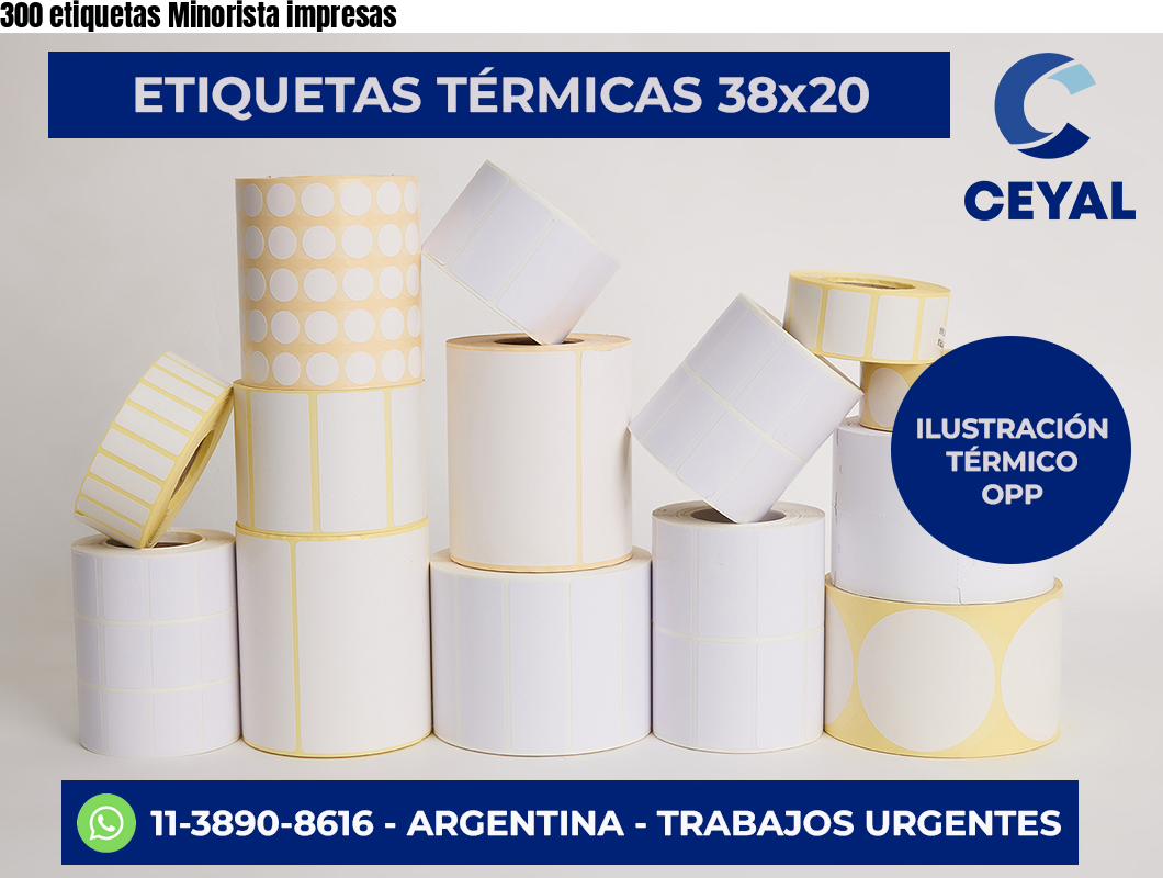 300 etiquetas Minorista impresas