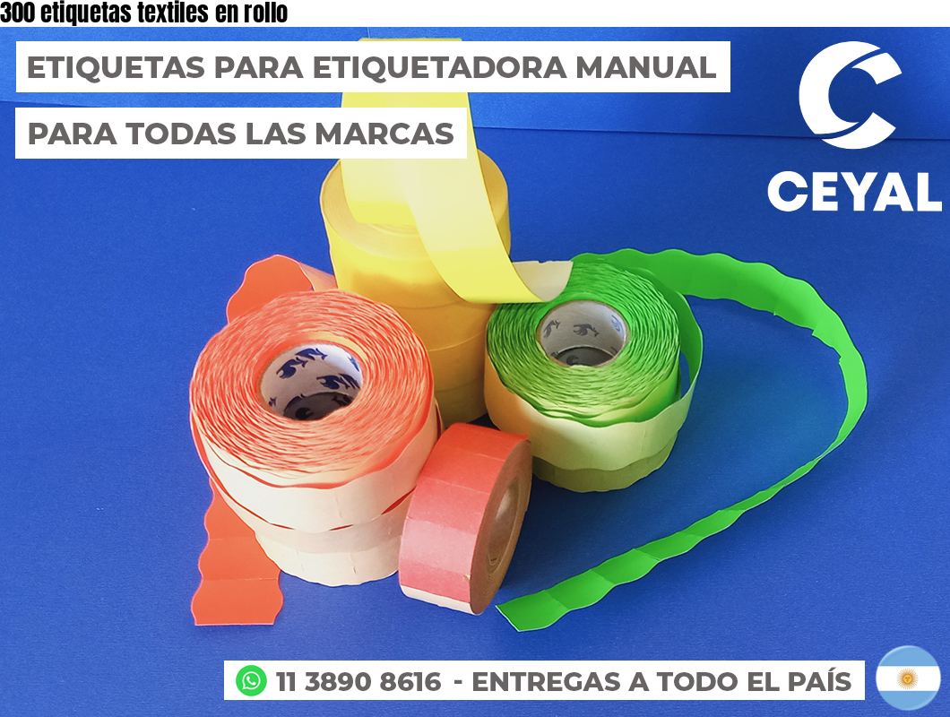 300 etiquetas textiles en rollo