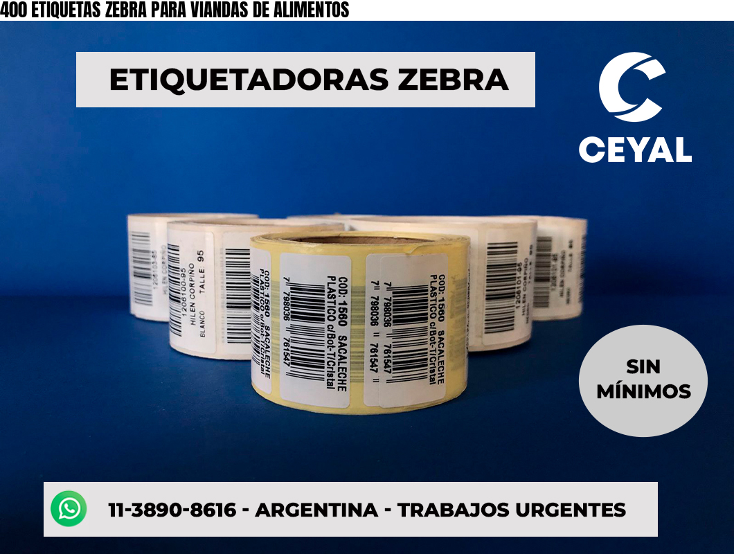 400 ETIQUETAS ZEBRA PARA VIANDAS DE ALIMENTOS
