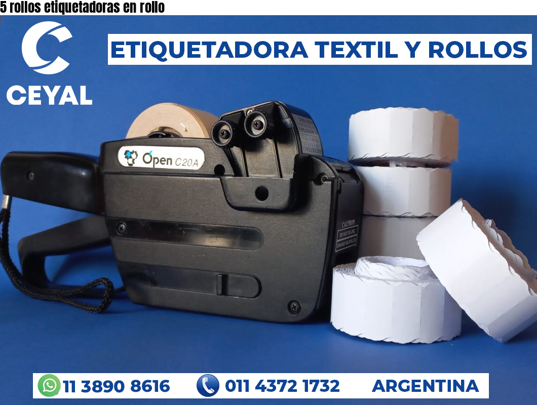 5 rollos etiquetadoras en rollo