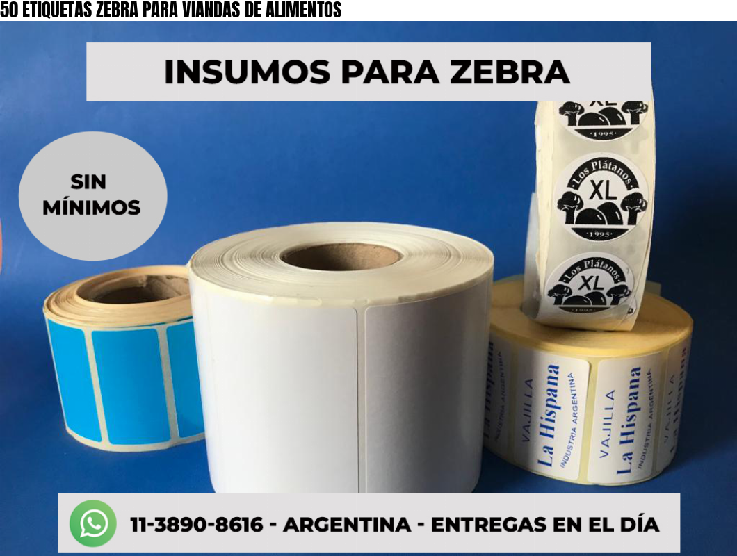 50 ETIQUETAS ZEBRA PARA VIANDAS DE ALIMENTOS
