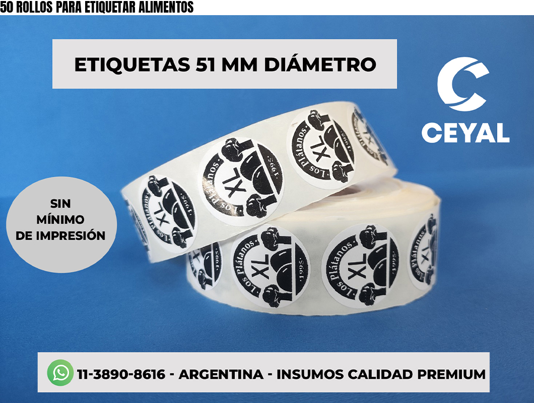 50 ROLLOS PARA ETIQUETAR ALIMENTOS