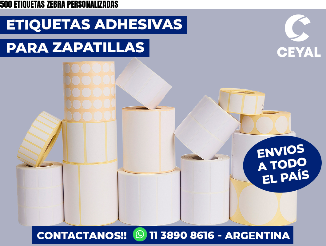 500 ETIQUETAS ZEBRA PERSONALIZADAS