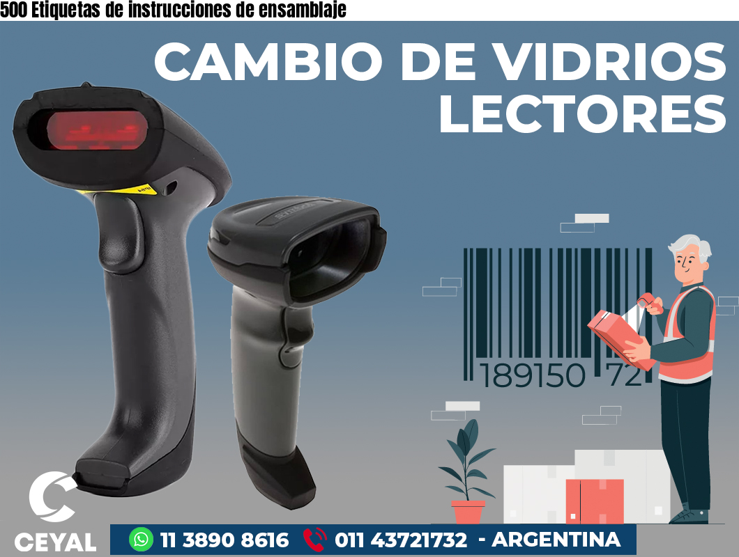 500 Etiquetas de instrucciones de ensamblaje