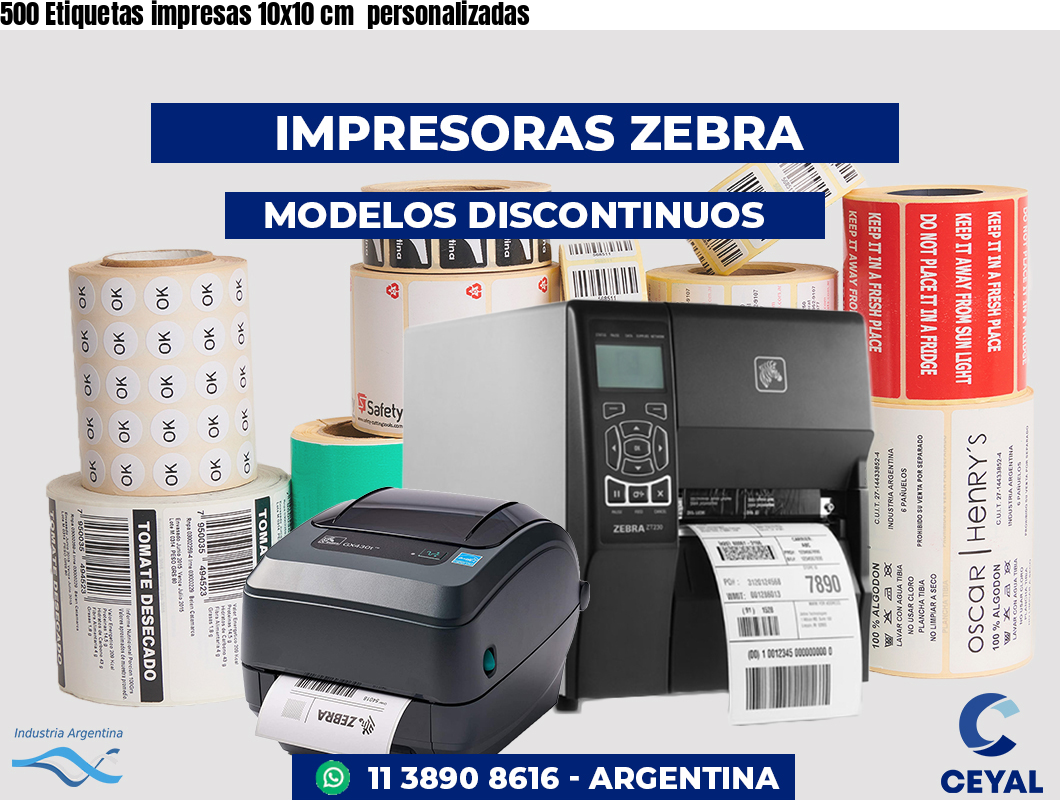 500 Etiquetas impresas 10x10 cm  personalizadas