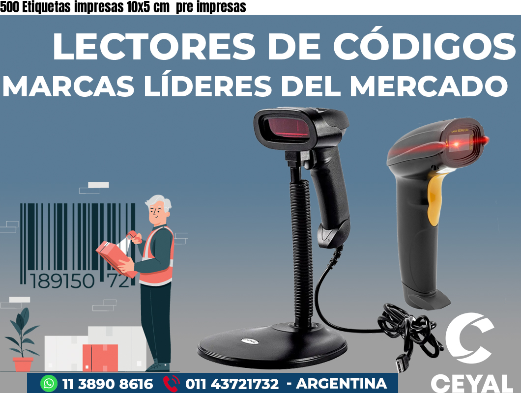 500 Etiquetas impresas 10x5 cm  pre impresas