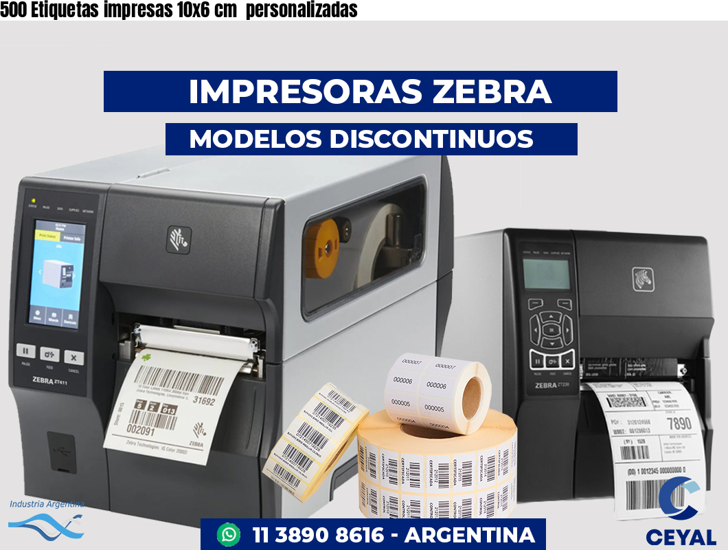 500 Etiquetas impresas 10x6 cm  personalizadas