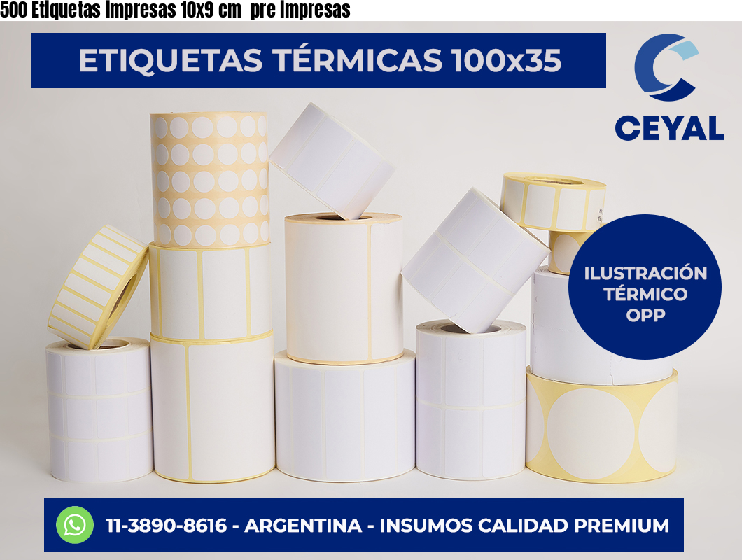 500 Etiquetas impresas 10×9 cm  pre impresas