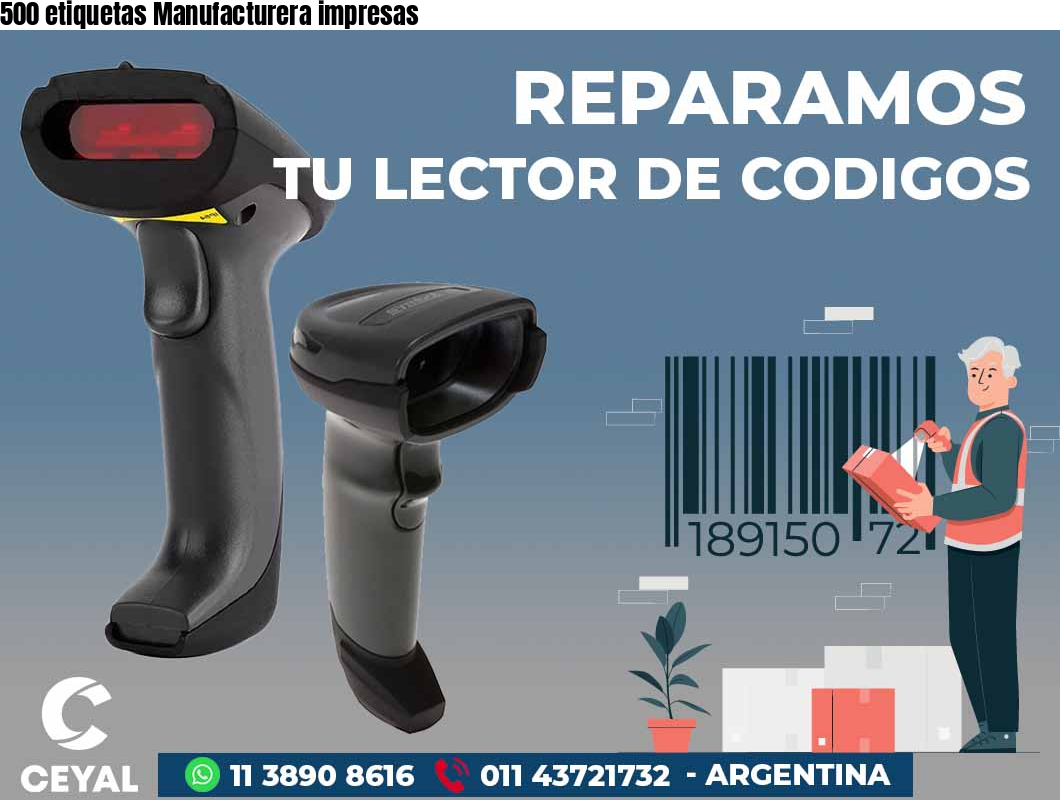 500 etiquetas Manufacturera impresas