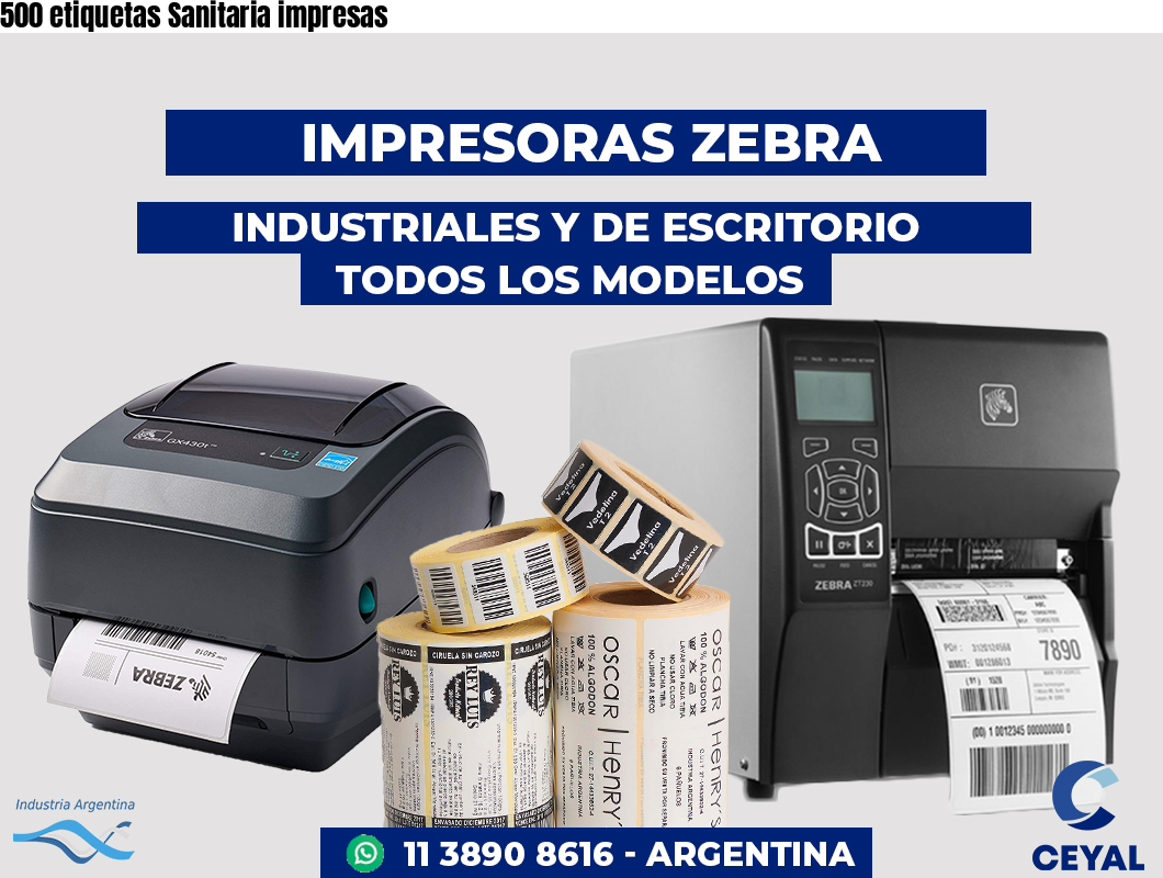 500 etiquetas Sanitaria impresas