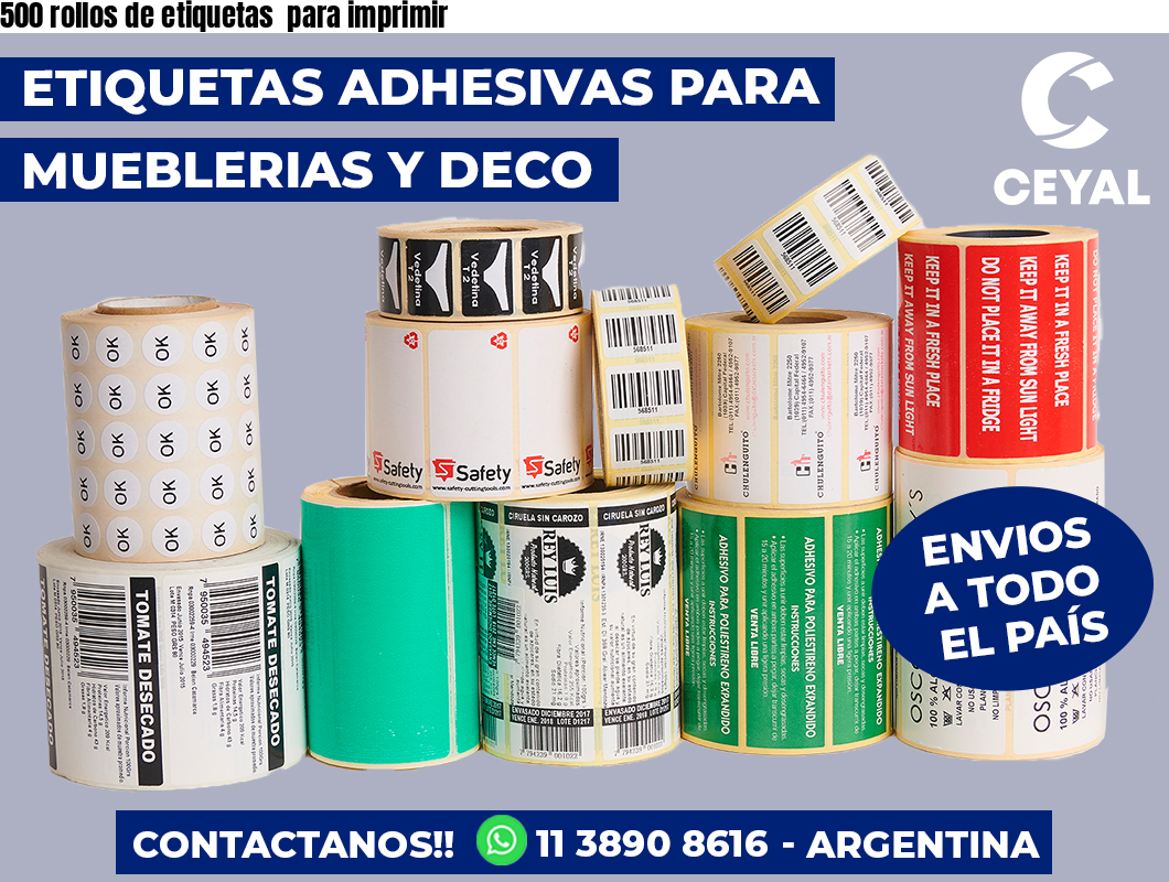 500 rollos de etiquetas  para imprimir