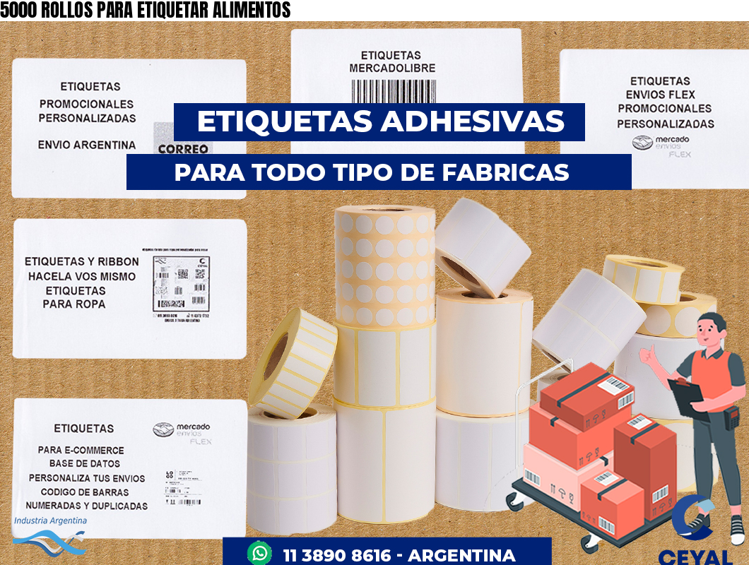 5000 ROLLOS PARA ETIQUETAR ALIMENTOS