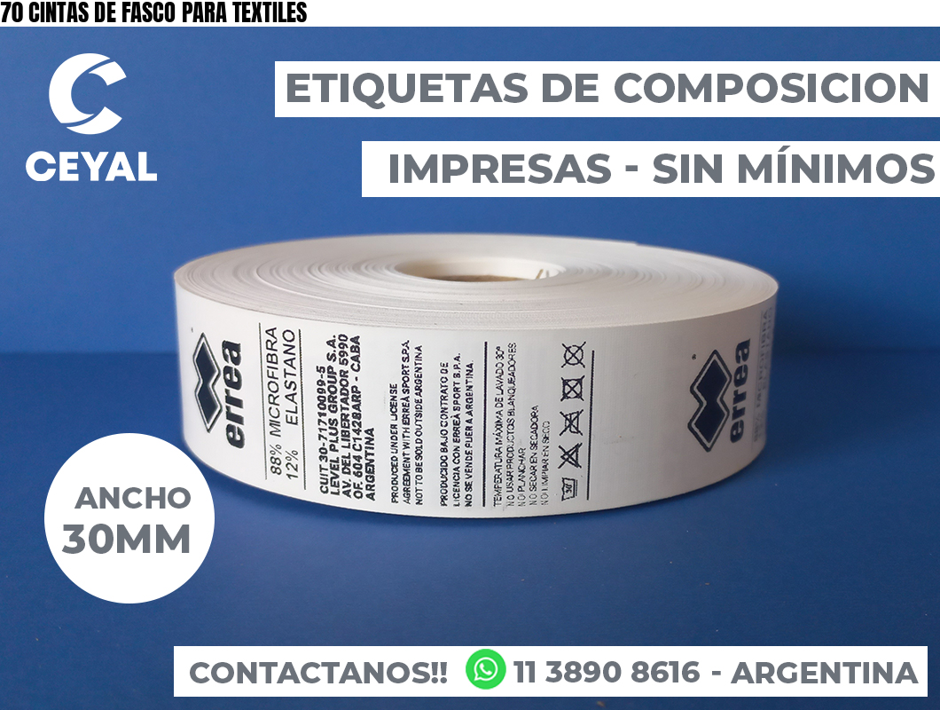 70 CINTAS DE FASCO PARA TEXTILES