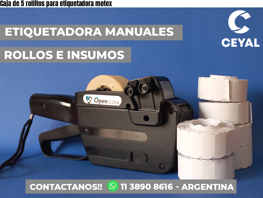 Caja de 5 rollitos para etiquetadora motex