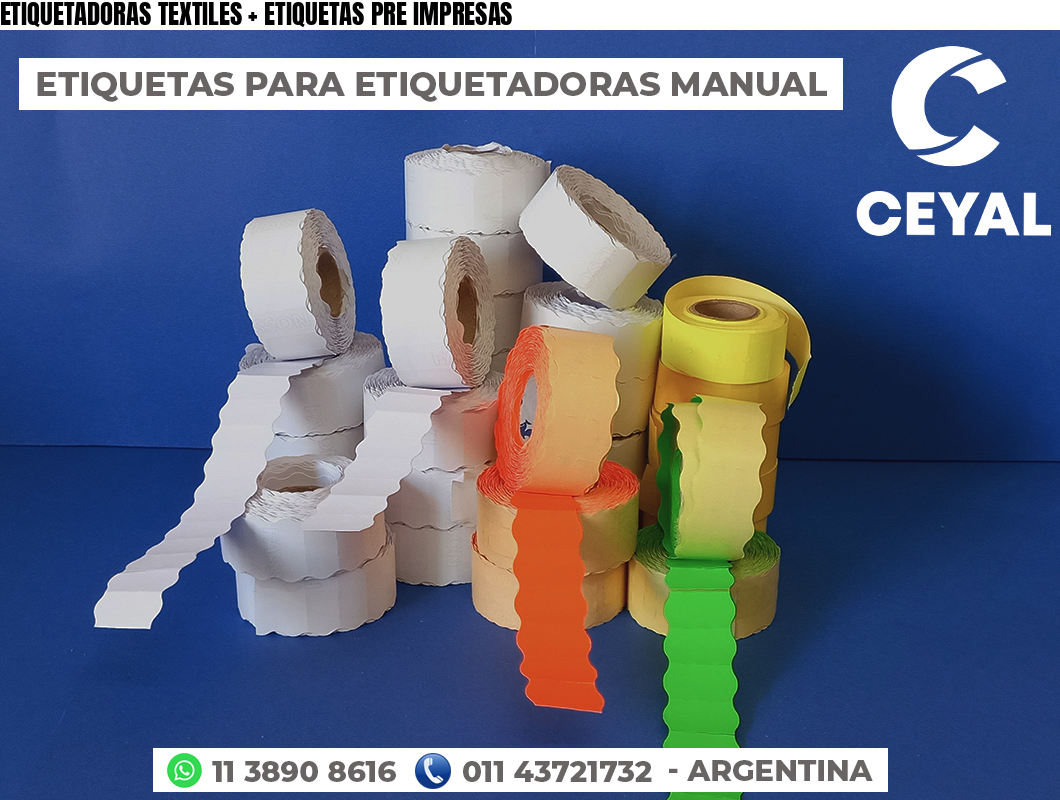ETIQUETADORAS TEXTILES + ETIQUETAS PRE IMPRESAS