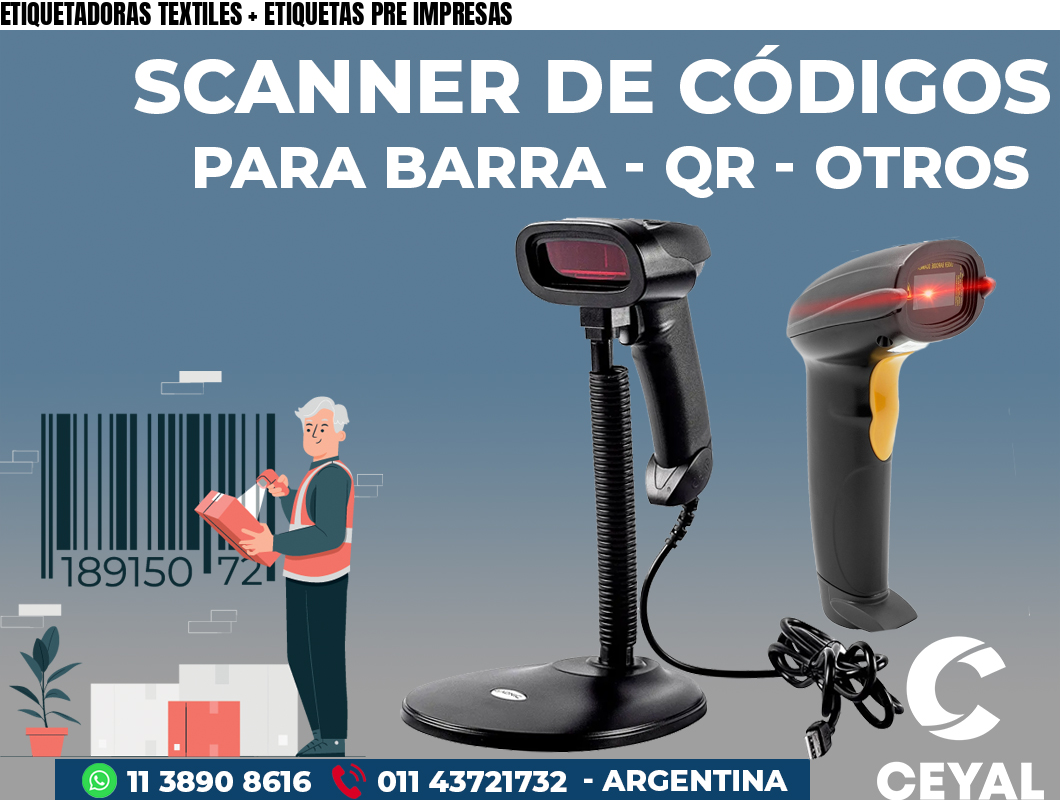ETIQUETADORAS TEXTILES + ETIQUETAS PRE IMPRESAS