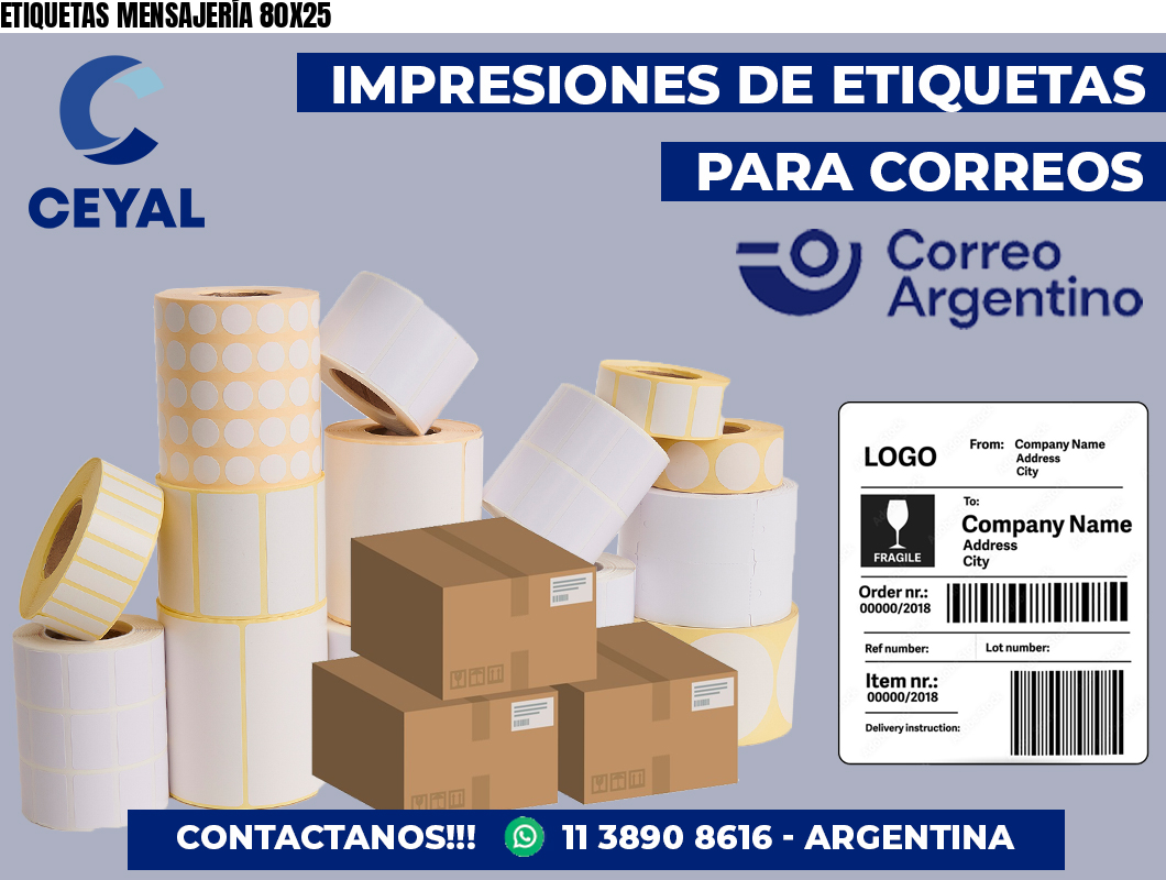 ETIQUETAS MENSAJERÍA 80X25