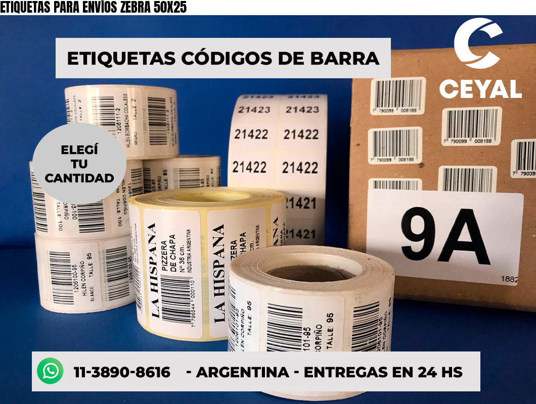 ETIQUETAS PARA ENVÍOS ZEBRA 50X25