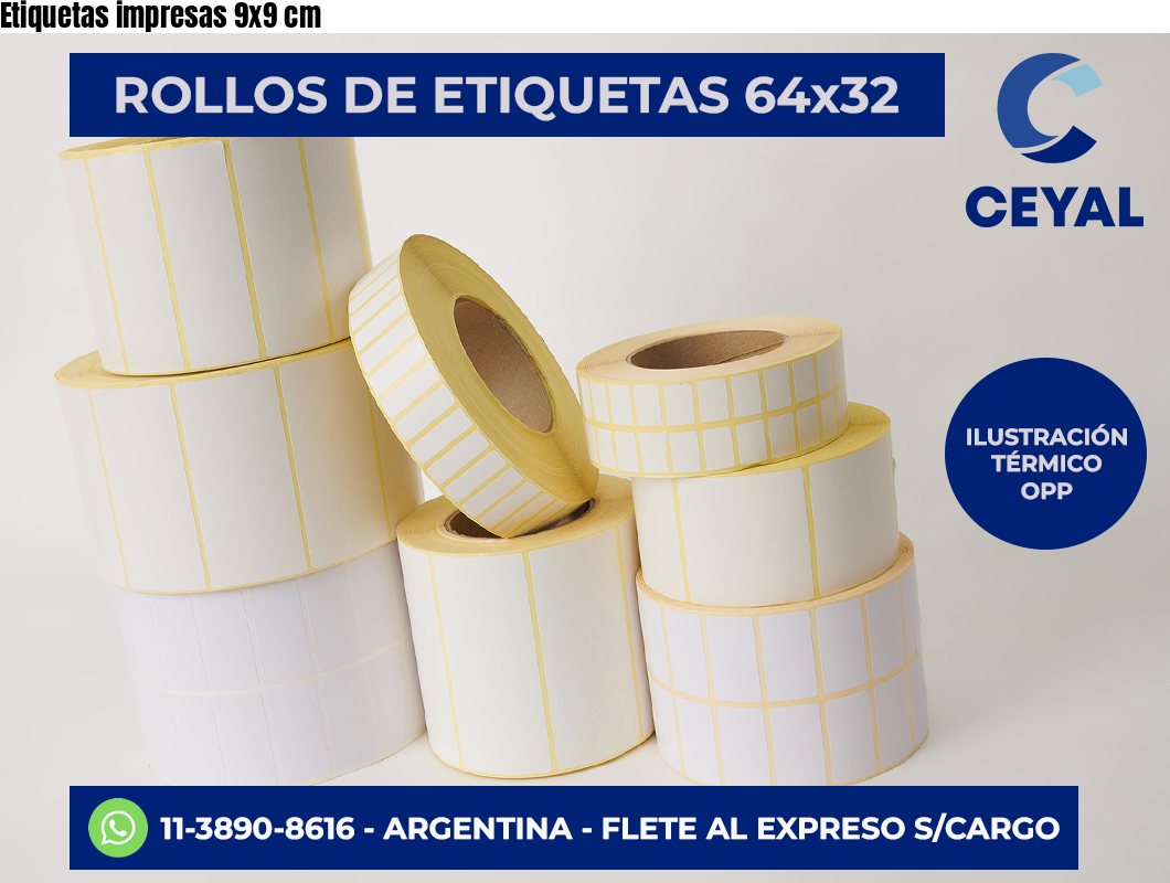 Etiquetas impresas 9×9 cm