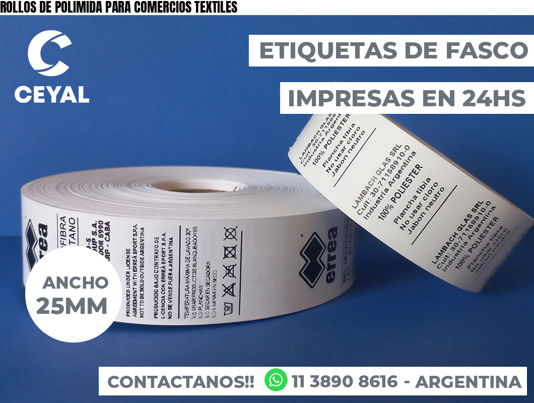 ROLLOS DE POLIMIDA PARA COMERCIOS TEXTILES