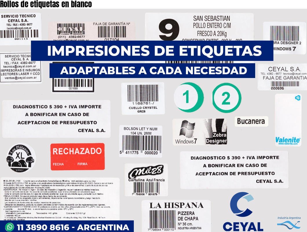 Rollos de etiquetas en blanco