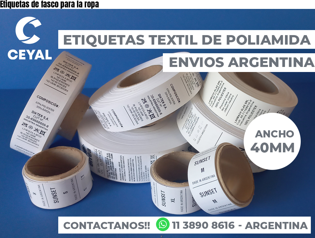 Etiquetas de fasco para la ropa